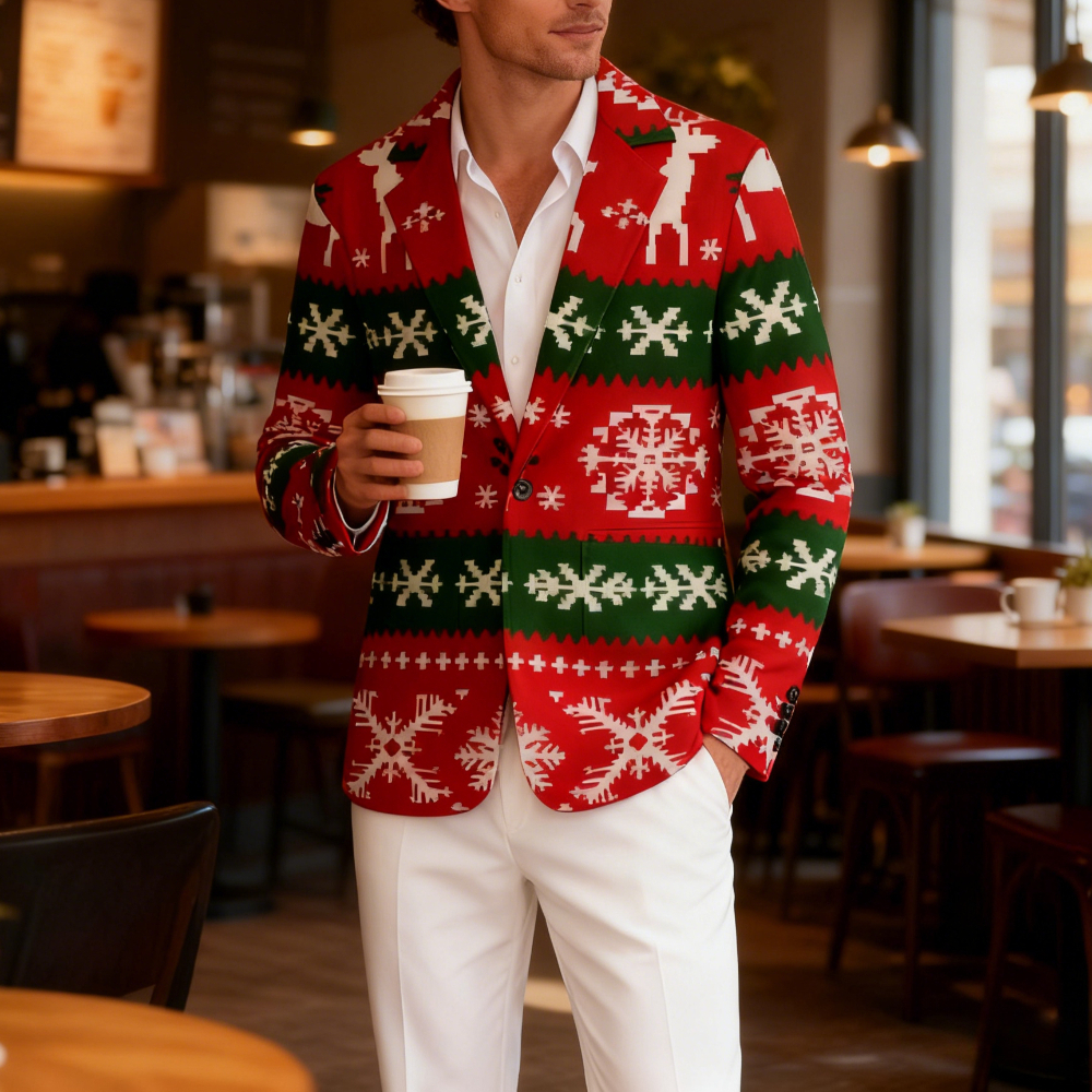 Men'S Holiday Formal Wear - Men's Festive Xmas Casual Blazer 3D