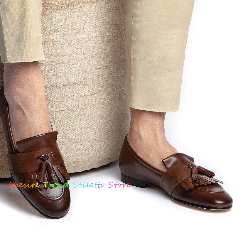 Men Formal Wear Shoes - Leather Fringed Loafers Men Tassels Decoration