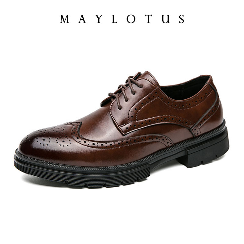 Men Formal Wear Shoes - Men Brogue 5/8/10CM Platform Height Increased