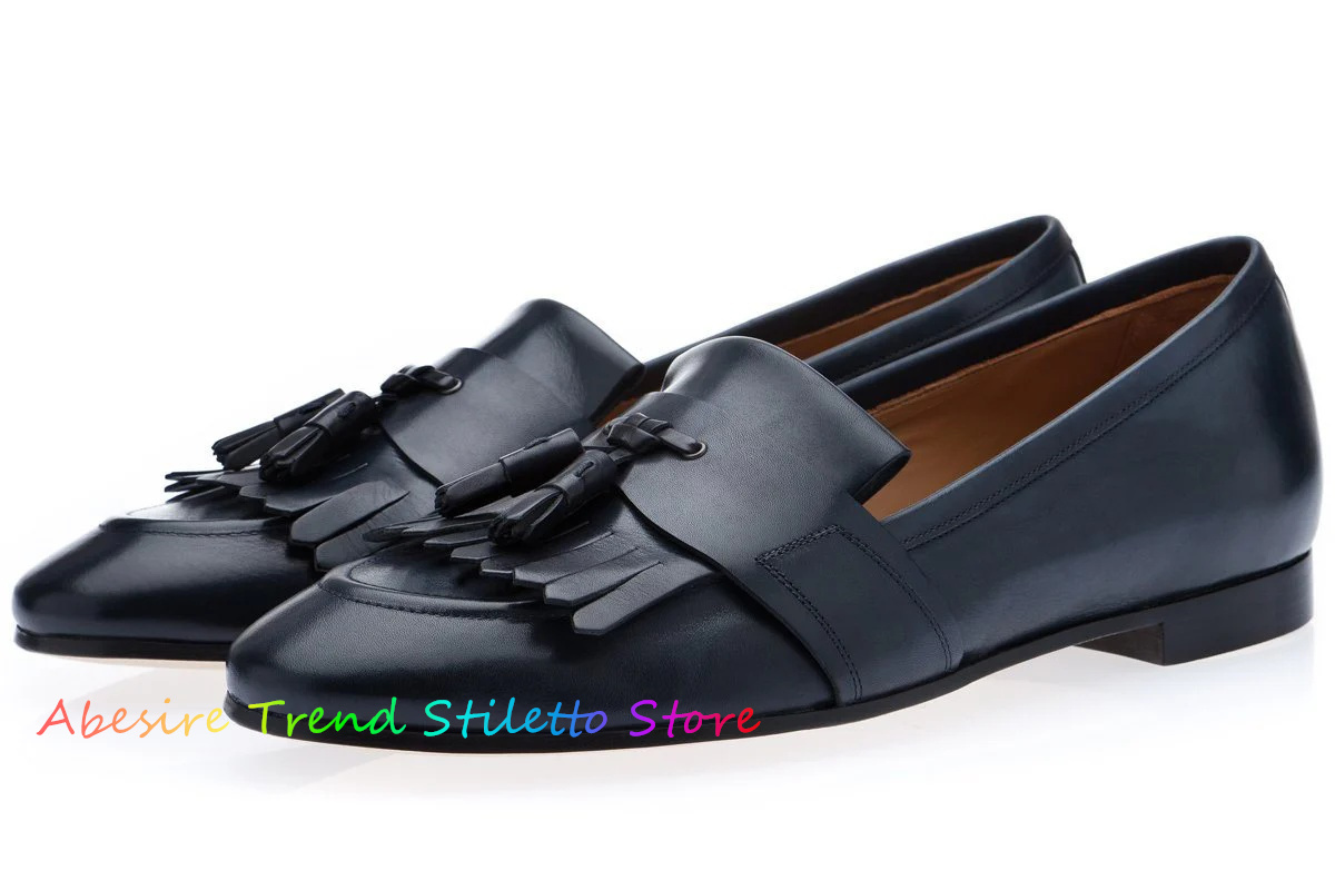 Leather Fringed Loafers Men Ta - Men Formal Wear Shoes のレビューと価格