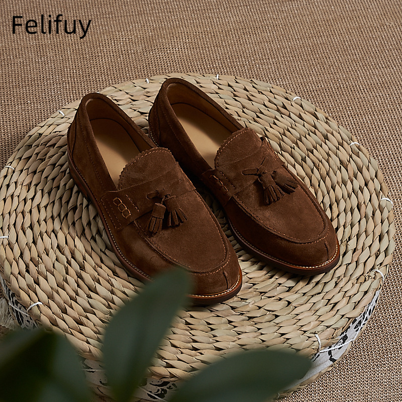 New Brown Men Flat Loafers Cow - Men Formal Wear Shoes のレビューと価格