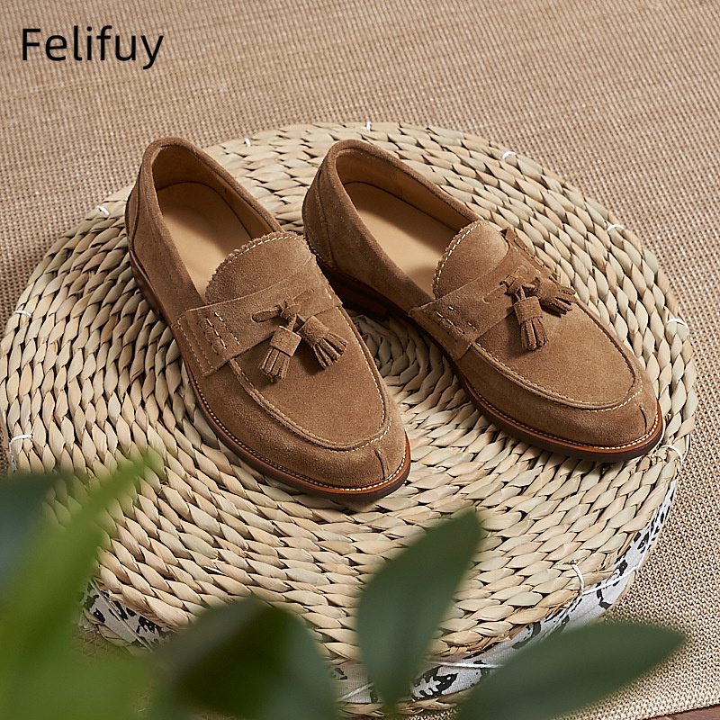 New Brown Men Flat Loafers Cow - Men Formal Wear Shoes のレビューと価格