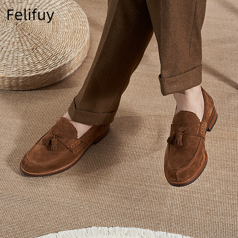 New Brown Men Flat Loafers Cow - Men Formal Wear Shoes のレビューと価格
