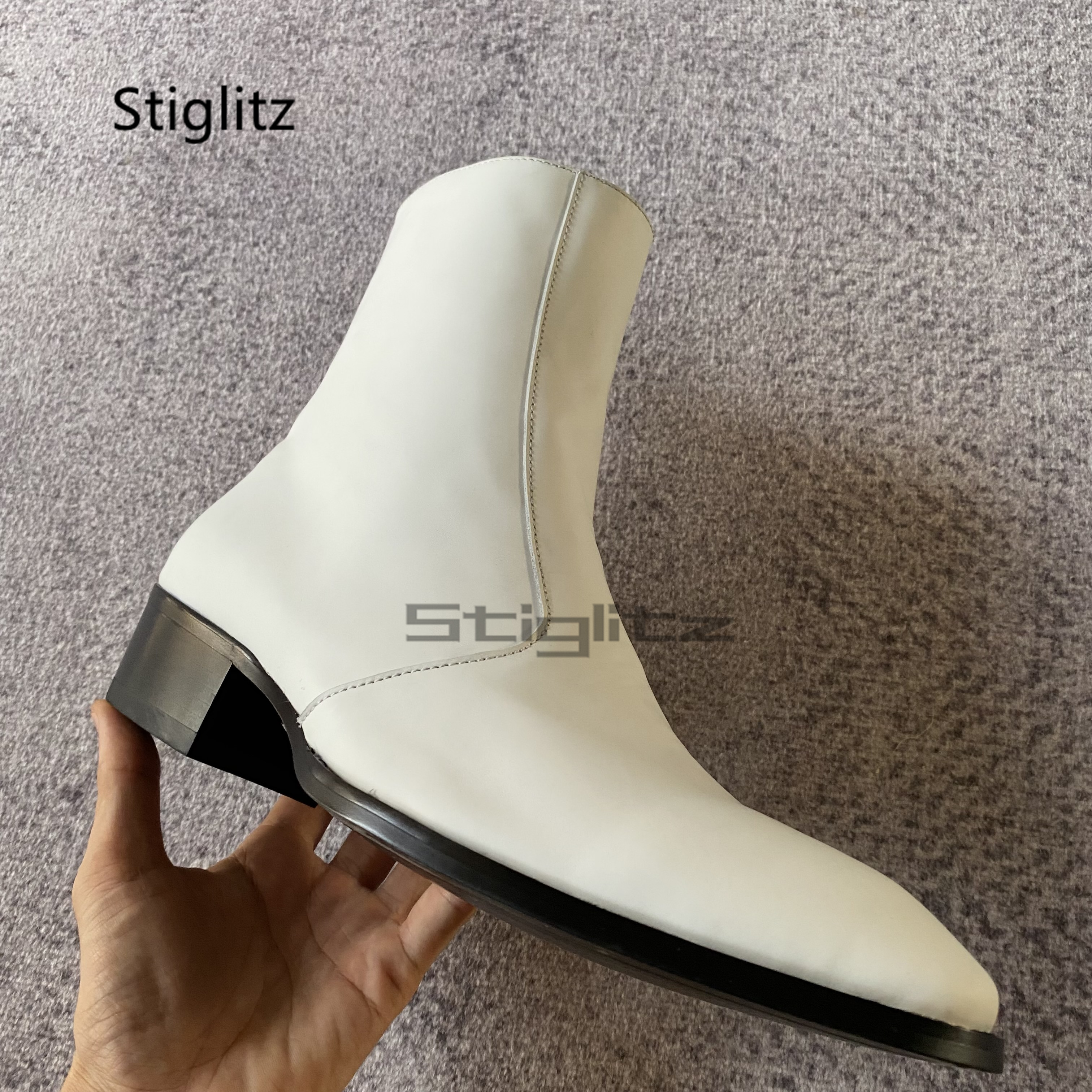 White Genuine Leather Chelsea  - Men Formal Wear Shoes のレビューと価格