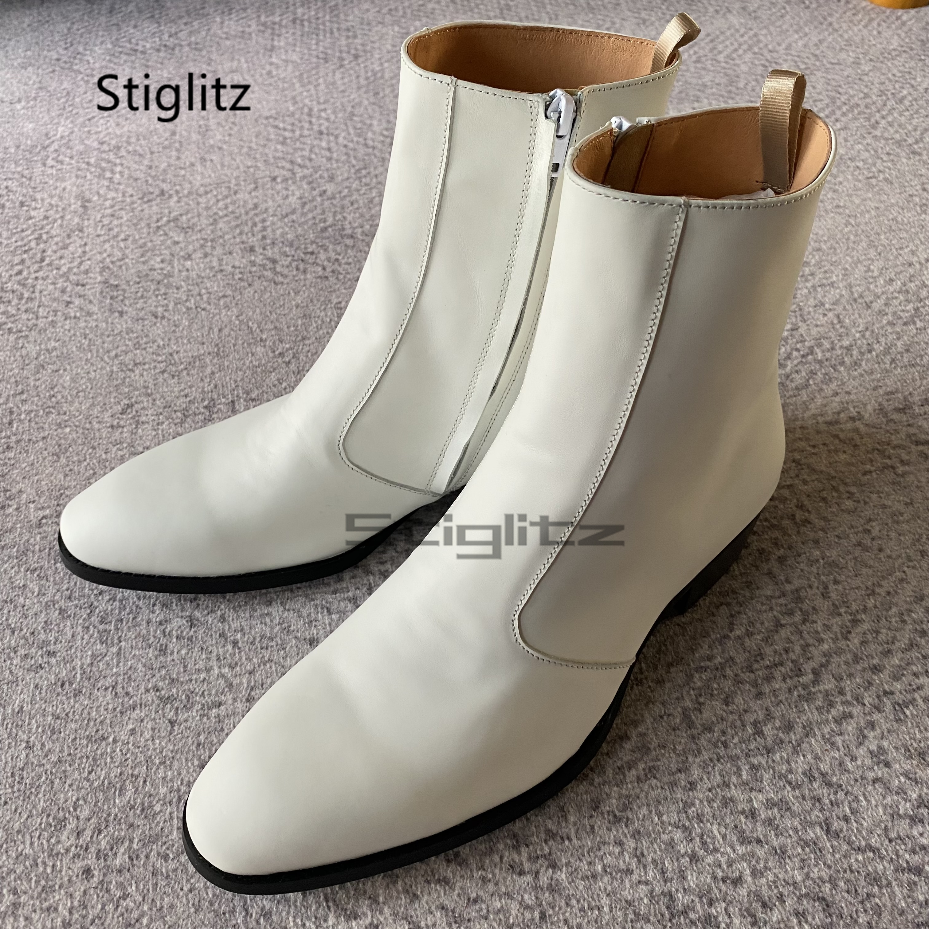 White Genuine Leather Chelsea  - Men Formal Wear Shoes のレビューと価格