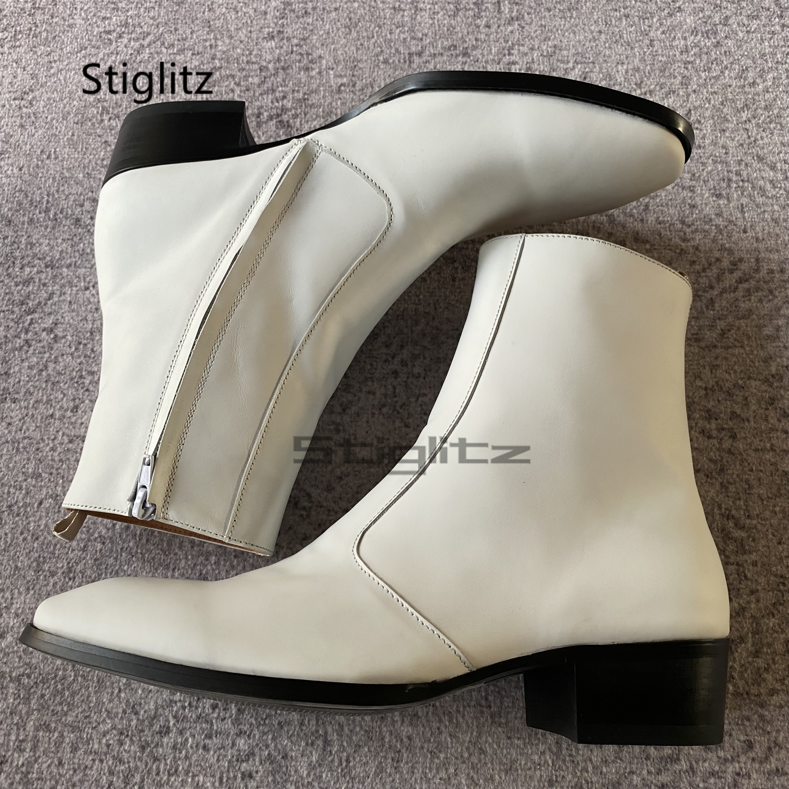 White Genuine Leather Chelsea  - Men Formal Wear Shoes のレビューと価格