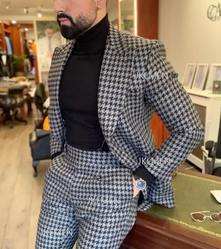 Houndstooth Mens Suits 2PCS We - Men'S Vintage Formal Wear のレビューと価格