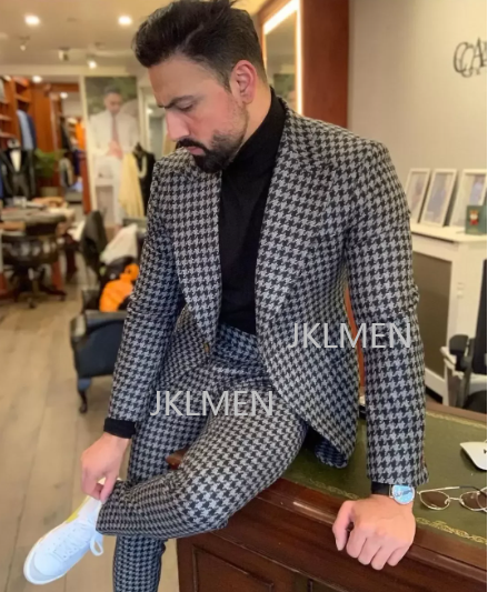 Houndstooth Mens Suits 2PCS We - Men'S Vintage Formal Wear のレビューと価格